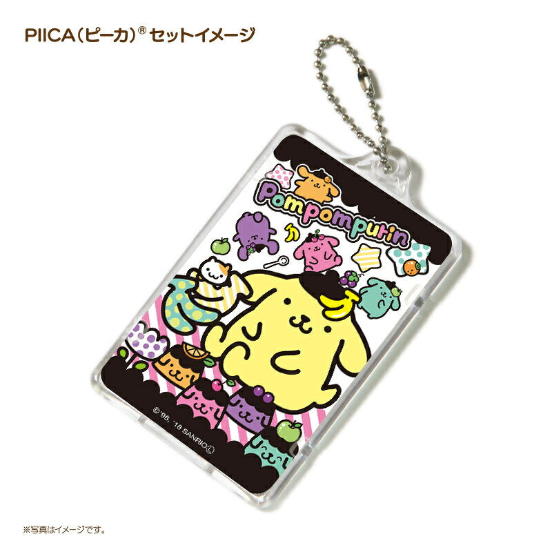 ポムポムプリン カラフルフルーツ PIICA (ピーカ)+クリアパスケース ⇒ 光る パスケース 定期入れ ICカード suica PASMO 自動改札 コンビニ決済 nanaco WAON 社員証 IDチェック 電子マネー カード決済 LED 非接触型 PIICA 限定 サンリオ プリン
