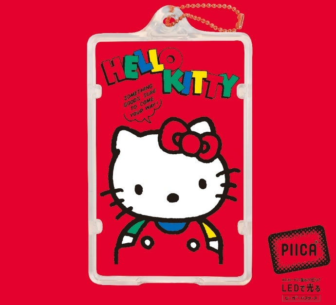ハローキティ 80's PIICA (ピーカ)+クリアパスケース(ICカードホルダー) ⇒ 光る パスケース 定期入れ ICカード suica PASMO 自動改札 コンビニ決済 nanaco WAON 社員証 IDチェック 電子マネー カード決済 LED 非接触型 ピーカ 限定 サンリオ