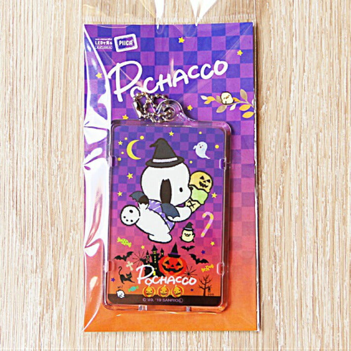ポチャッコ ハロウィン PIICA (ピーカ) + パスケース ⇒ 光る ICカードホルダー 定期入れ ICカード suica PASMO 自動改札 コンビニ決済 nanaco WAON 社員証 IDチェック 電子マネー カード決済 LED 非接触型 PIICA サンリオ 限定