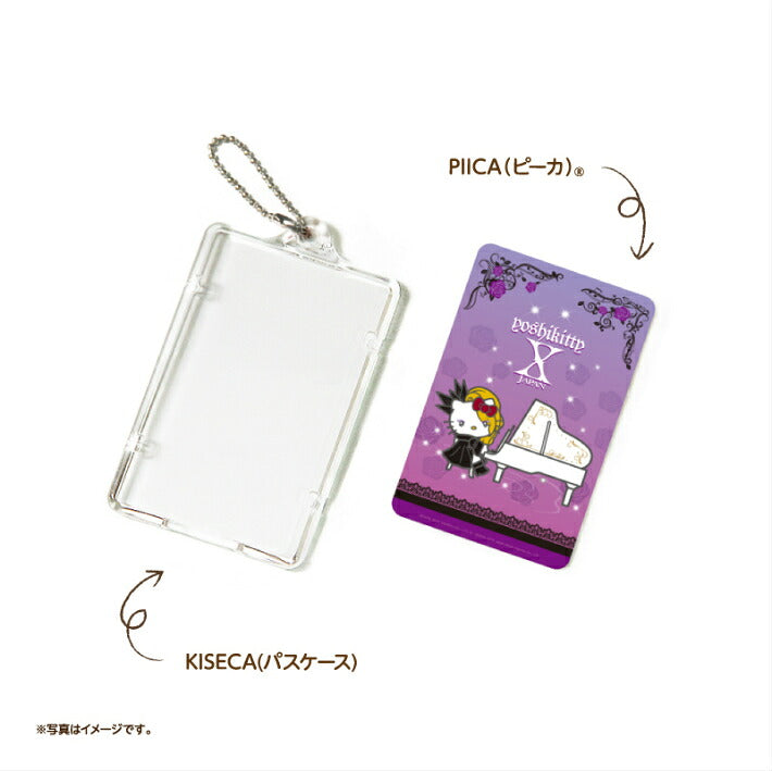 yoshikitty × PIICA（ピーカ） Piano ver. ⇒ 光る パスケース ICカードホルダー ピーカ 定期入れ ICカード suica PASMO 自動改札 コンビニ決済 nanaco WAON 社員証 IDチェック 電子マネー カード決済 LED 非接触型 PIICA サンリオ キティ ヨシキティ yoshiki