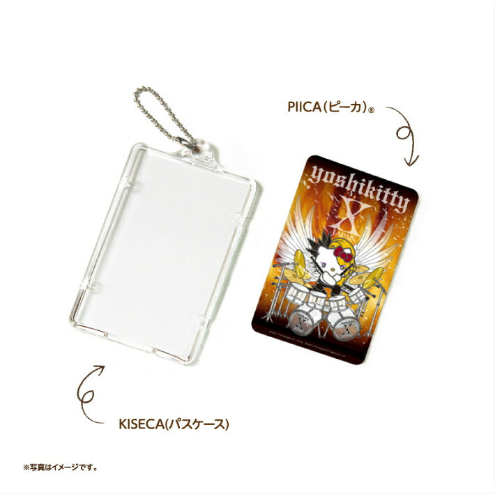 yoshikitty × PIICA（ピーカ） Drum ver ⇒ 光る パスケース ICカードホルダー ピーカ 定期入れ ICカード suica PASMO 自動改札 コンビニ決済 nanaco WAON 社員証 IDチェック 電子マネー カード決済 LED 非接触型 サンリオ キティ ヨシキティ YOSHIKI ドラム