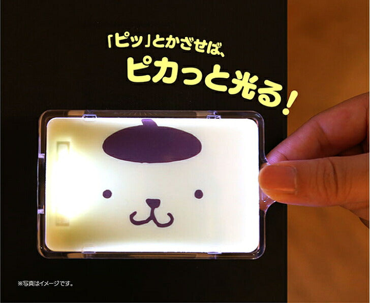 ポムポムプリン フェイス ピーカ＋クリアパスケース ⇒ 光る パスケース 定期入れ ICカード suica PASMO 自動改札 コンビニ決済 nanaco WAON 社員証 IDチェック 電子マネー カード決済 LED 非接触型 PIICA 限定 サンリオ プリン