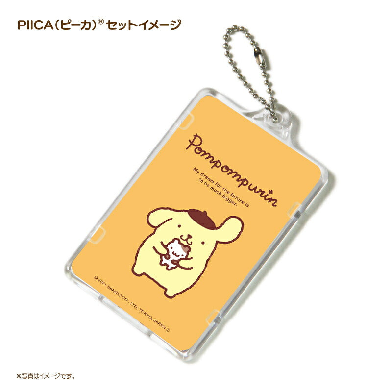ポムポムプリン ピーカ+ICカードホルダー ( クリアパスケース )  Sシリーズ ⇒ 光る パスケース 定期入れ ICカード suica PASMO 自動改札 コンビニ決済 nanaco WAON 社員証 IDチェック 電子マネー カード決済 LED 非接触型 PIICA サンリオ プリン