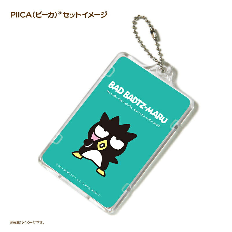 バッドばつ丸 ピーカ+ICカードホルダー ( クリアパスケース )  Sシリーズ ⇒ 光る パスケース 定期入れ ICカード suica PASMO 自動改札 コンビニ決済 nanaco WAON 社員証 IDチェック 電子マネー カード決済 LED 非接触型 PIICA サンリオ ばつ丸