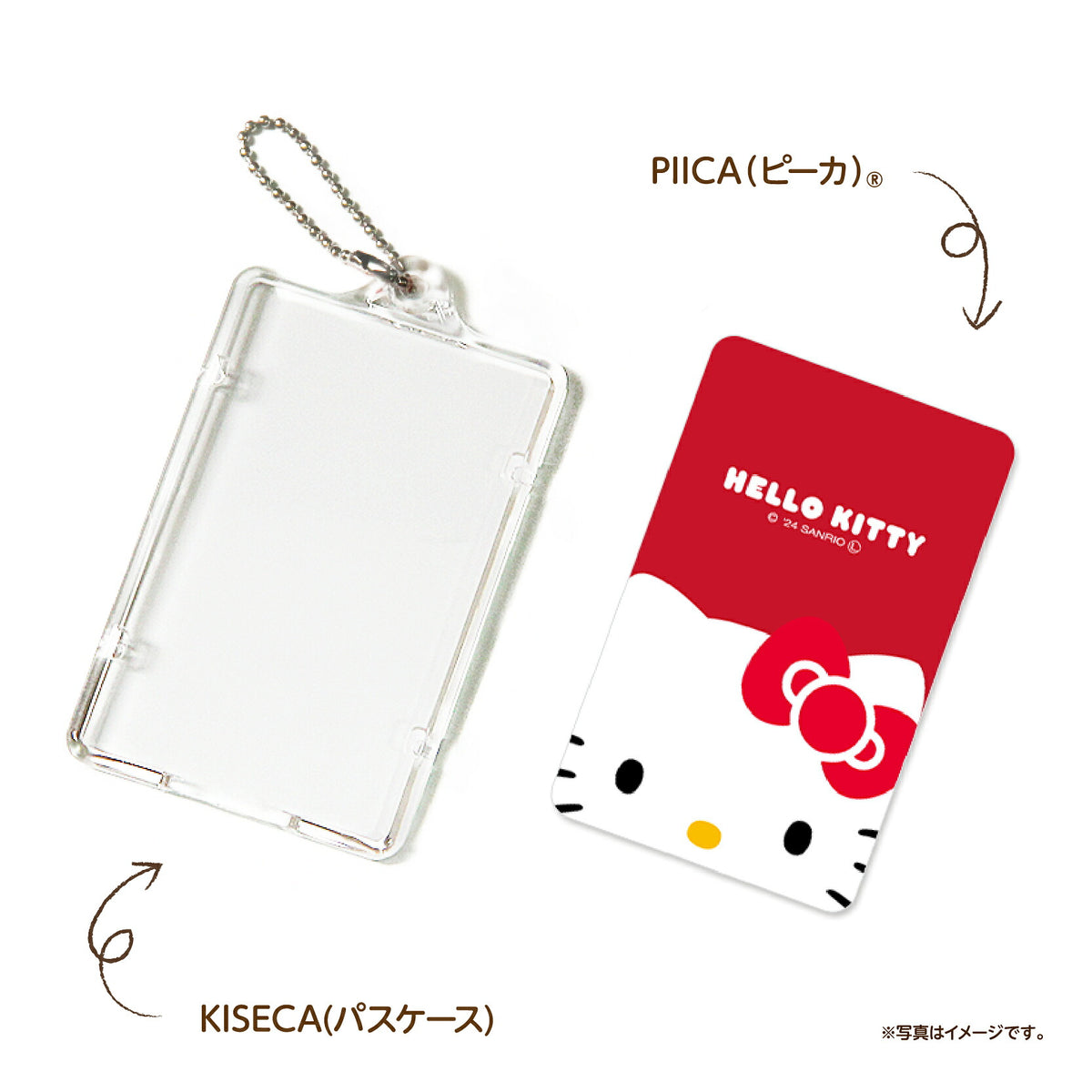   せっきん！～Sanrio characters～ ハローキティ PIICA+クリアICカードケース⇒ LED内蔵 光るパスケース 定期入れ 非接触型 ICカード 交通系ICカード 社員証 IDカード 電子マネーカード PIICA ハローキティ キティ サンリオ 顔 フェイス