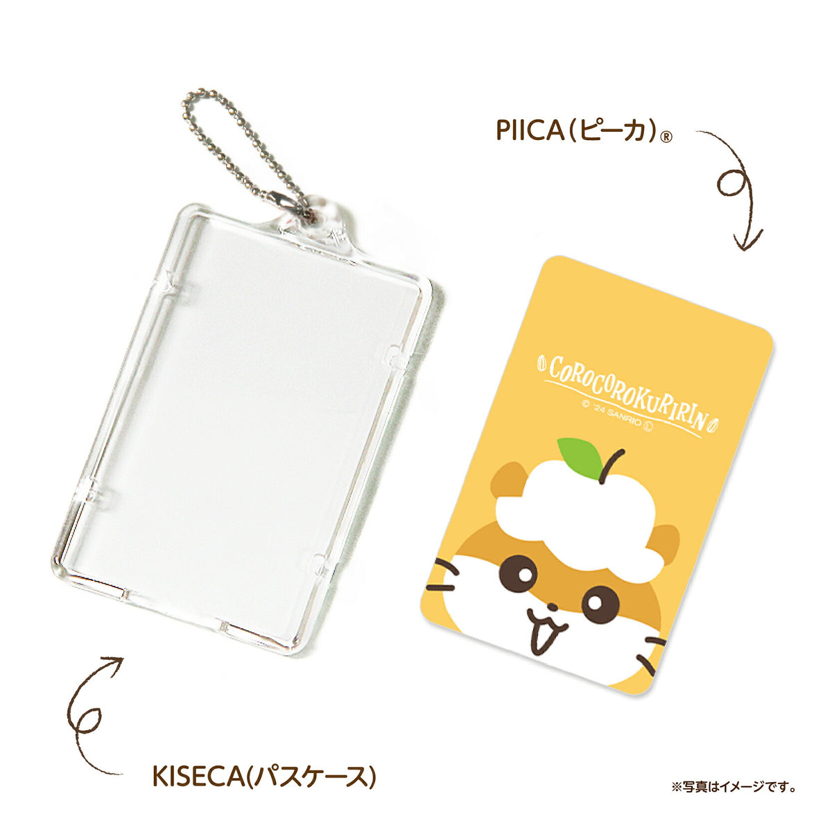   せっきん！～Sanrio characters～ コロコロクリリン PIICA+クリアICカードケース⇒ LED内蔵 光るパスケース 定期入れ 非接触型 ICカード 交通系ICカード 社員証 IDカード 電子マネーカード PIICA サンリオ 顔 フェイス