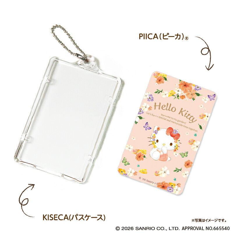  パステルビビットな水彩絵柄 ハローキティ PIICA+クリアICカードケース ⇒ 光るパスケース 光るICカード 定期入れ ICカード 交通系IC 社員証 IDカード piica  sanrio サンリオ